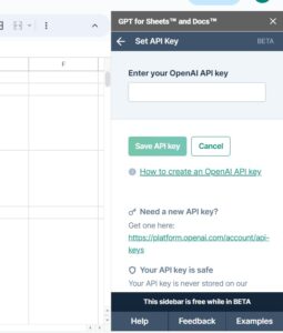 GPT×Googlespreedsheets API key setting2